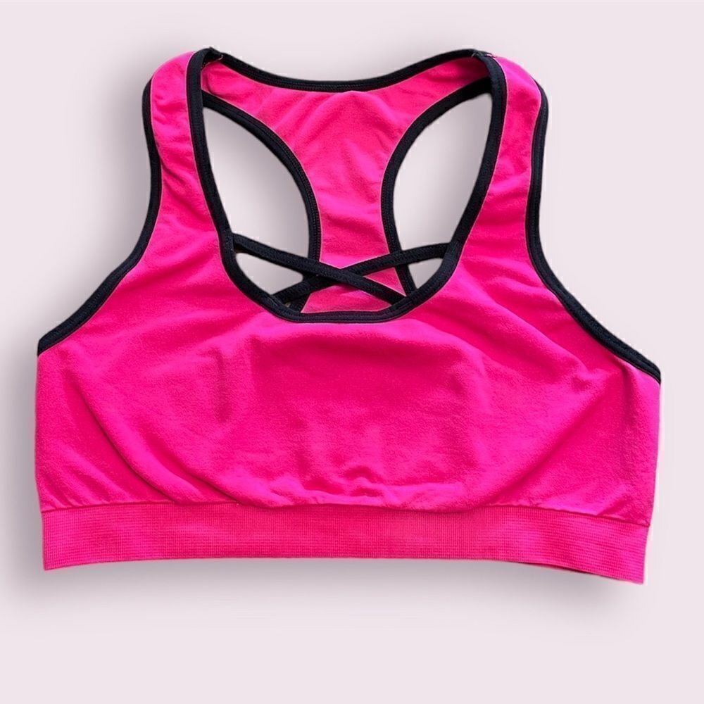 Hot Pink Criss Cross Sports Bra